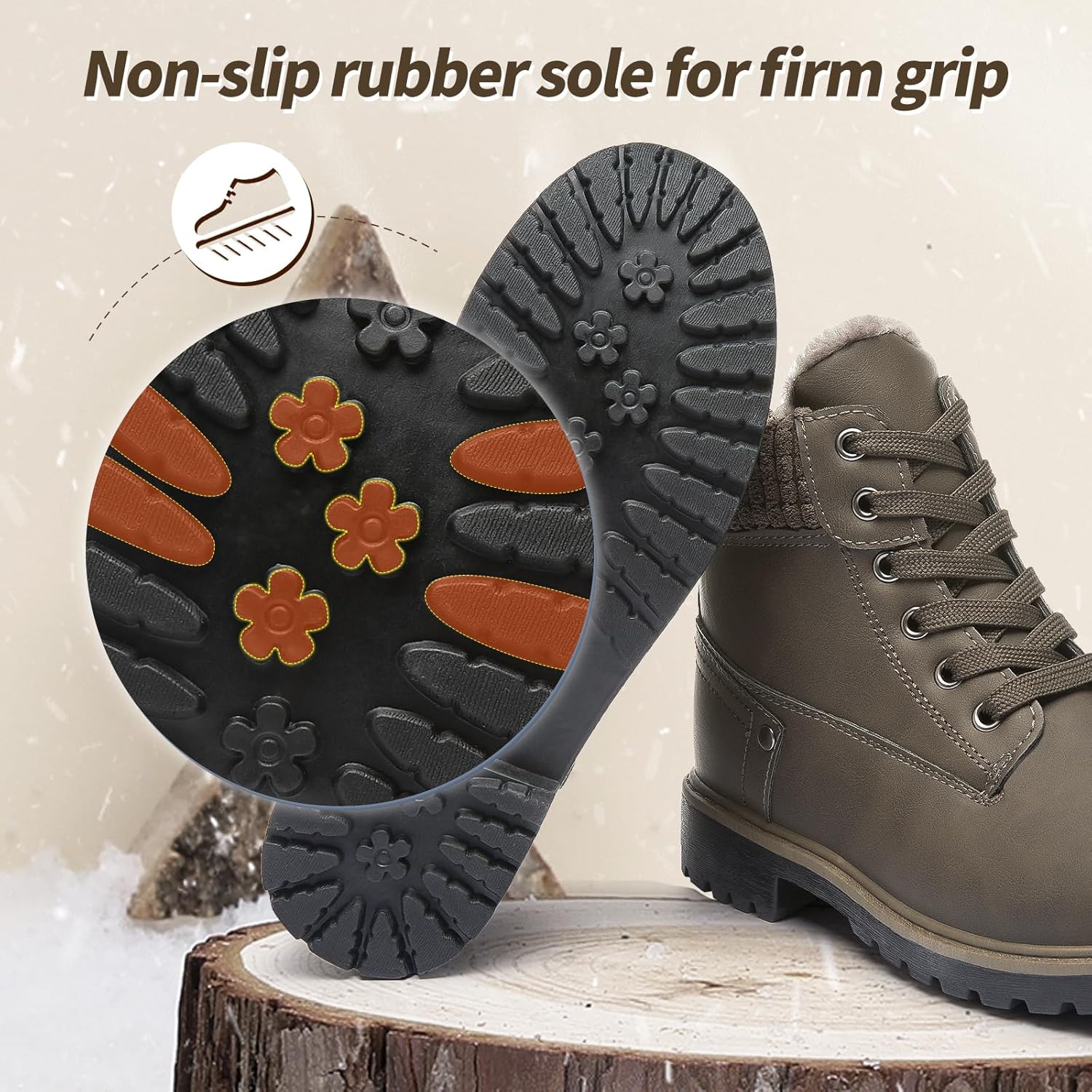 POVOGER Women's Black/White Ankle Bootie Winter Boots with Side Zipper - Image 5