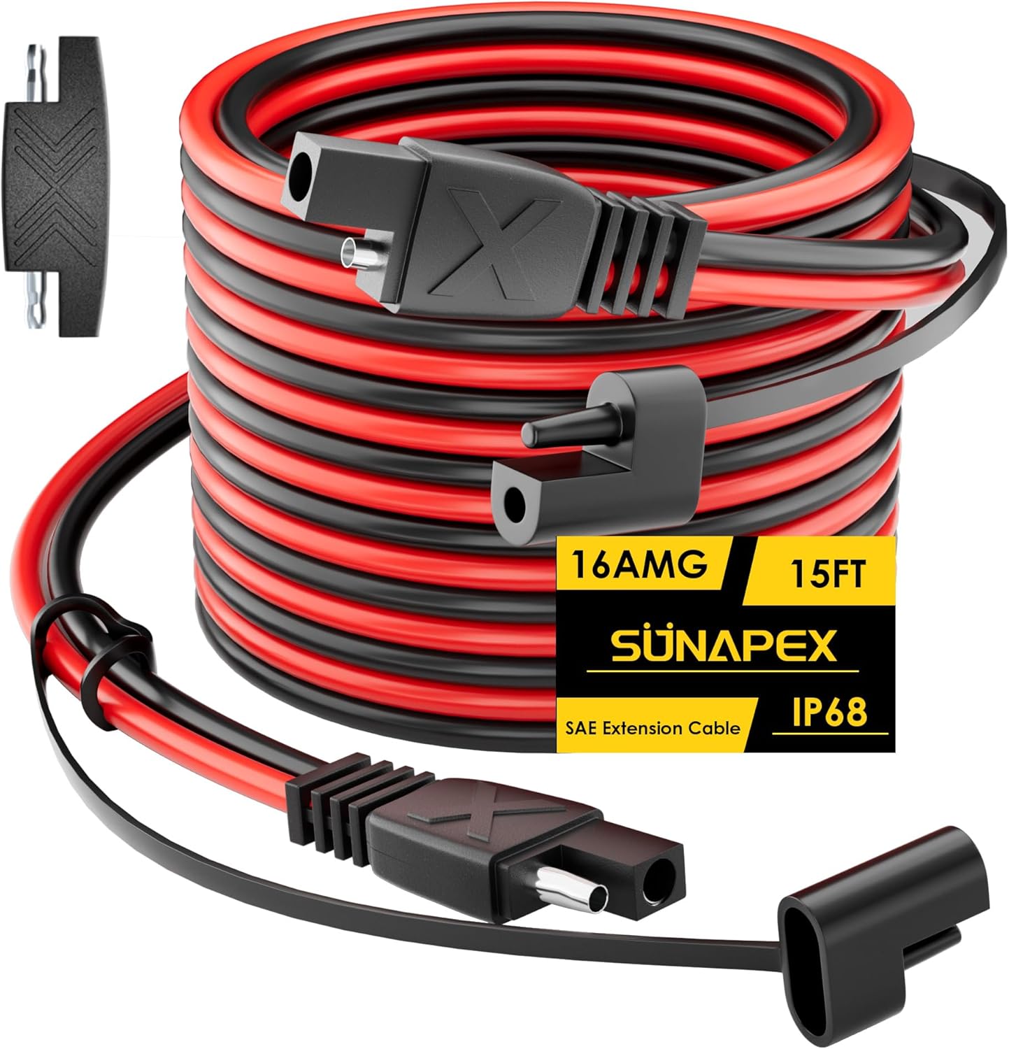 SUNAPEX 12V 30W Solar Battery Charger with 15FT SAE Extension Cable