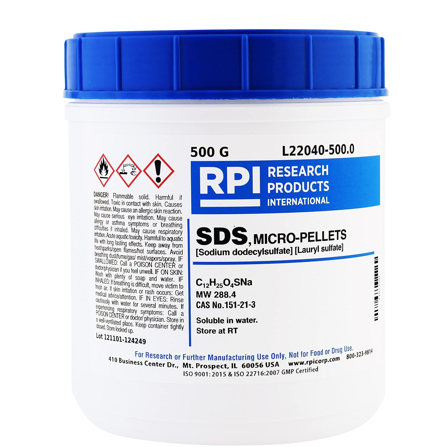 SDS, Micro-Pellets [Sodium dodecylsulfate][Lauryl sulfate], 500 Grams