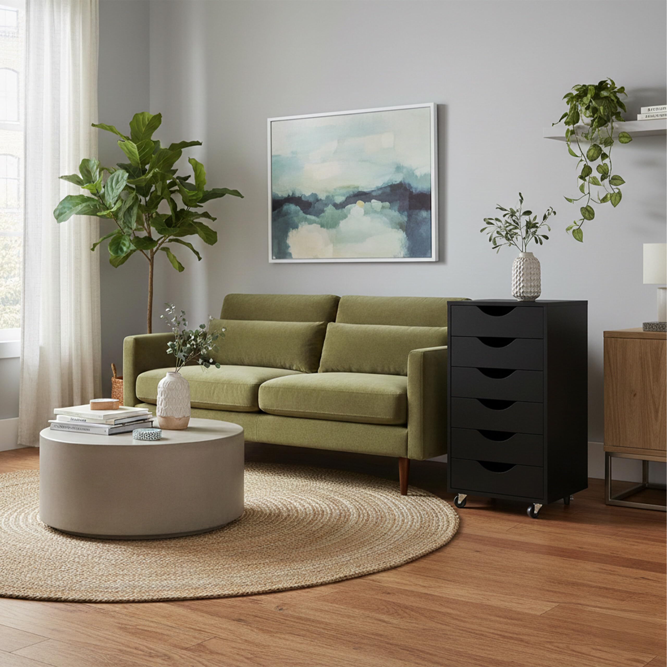Relaxdays cassettiera su ruote, 6 cassetti, HxLxP: 78 x 40 x 40 cm, armadietto per documenti, nero