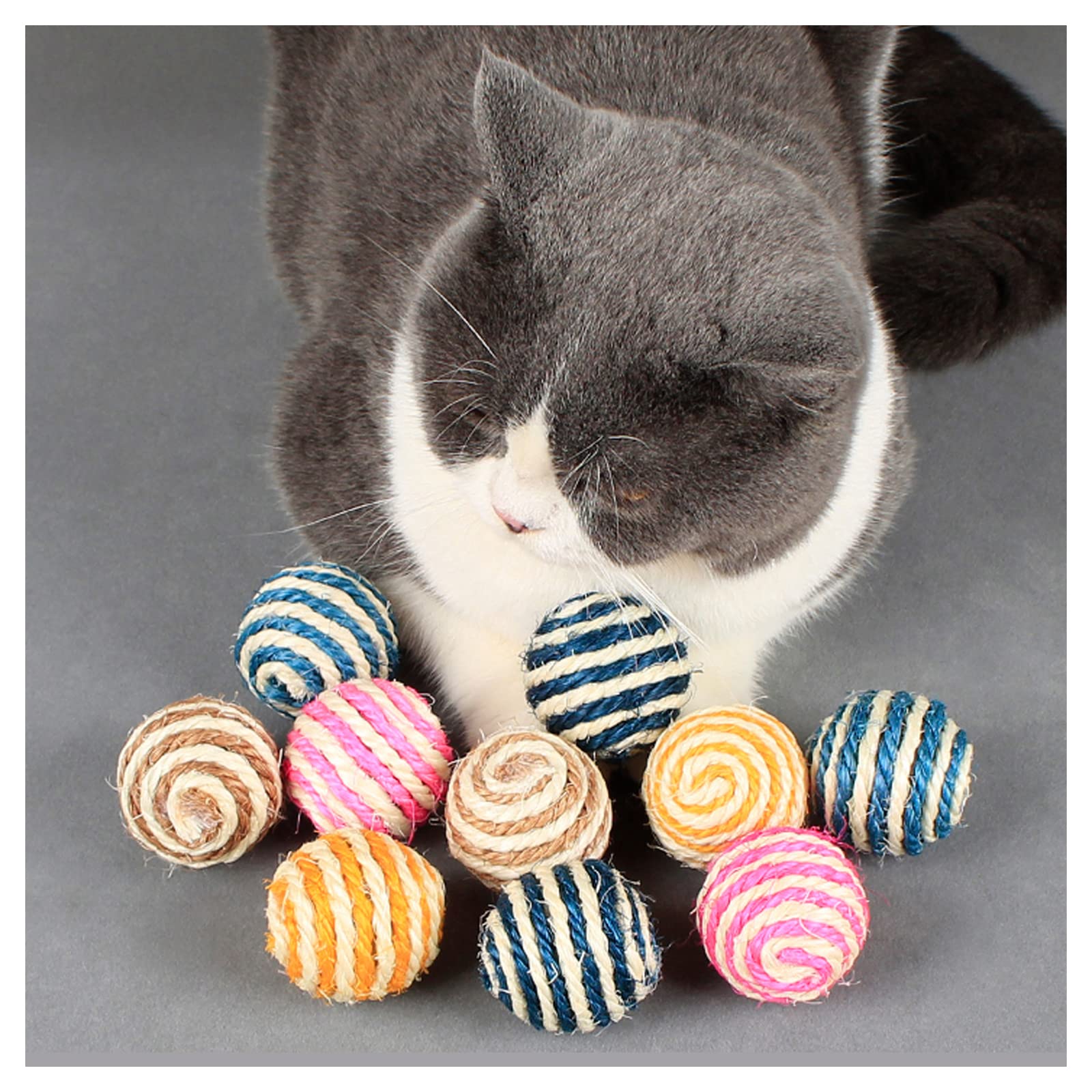 Palline Di Sisal Per Gatti Andiker - Confezione Da 5 Con Campanello - Giocattolo Interattivo Per Graffiare E Giocare