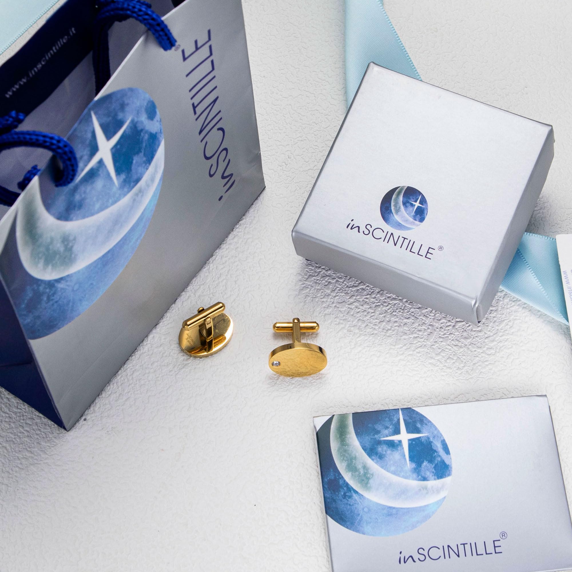 inSCINTILLE Gemelli Uomo Camicia in Acciaio Inossidabile – Eleganti per Matrimonio, Cerimonie e Ufficio – Confezione Regalo