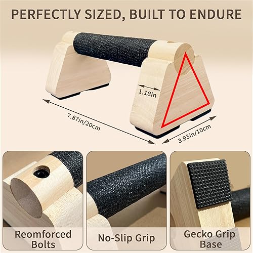 Miniatura 2 de Parallettes Bars, Wooden Push Up Bars with Wrist Wraps for Men & Women, Handstand Training Bars for Home Gym, Non-Slip Calisthenics Equipment,