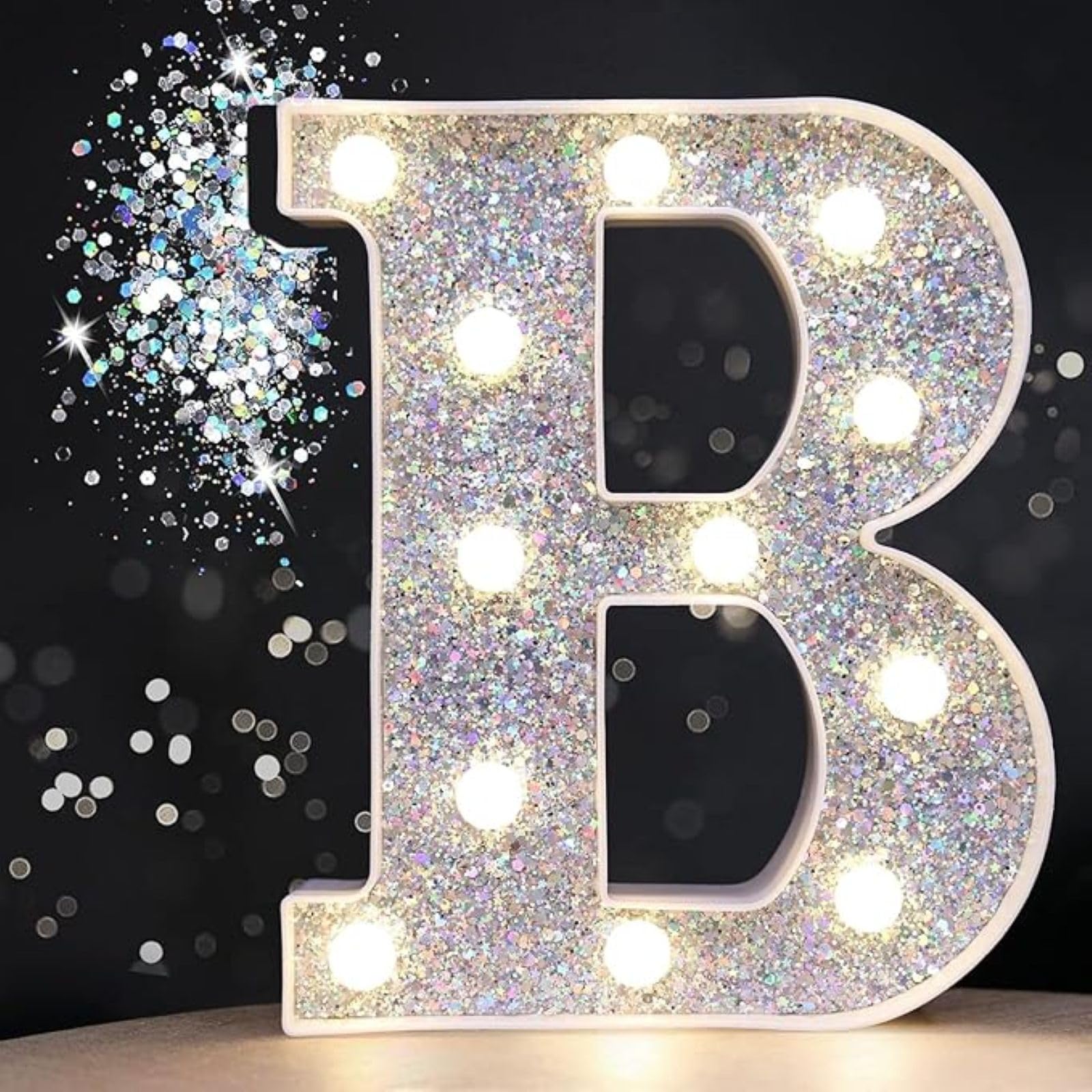 Jemnpela LED Marquee Letter Number Sign Lights Glitter Light Up Alphabet Figure Night Light for Birthday Party Wedding Home Bar Holiday Wall Decoration