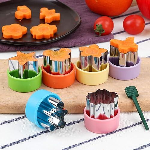 Miniatura 4 de Juego de cortadores de verduras de 1.5 pulgadas, 12 piezas de mini cortadores de galletas, molde de pastelería para galletas de frutas, accesorios
