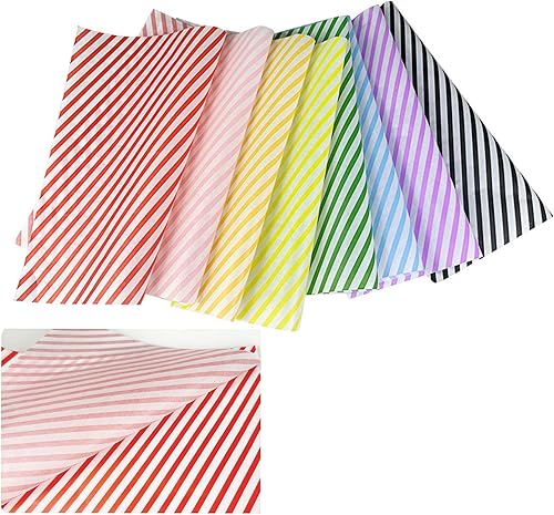 Miniatura 5 de Suiwen 200 hojas de papel de regalo de alimentos a rayas rosas y blancas, papel encerado seco, forros de papel para canasta de alimentos de