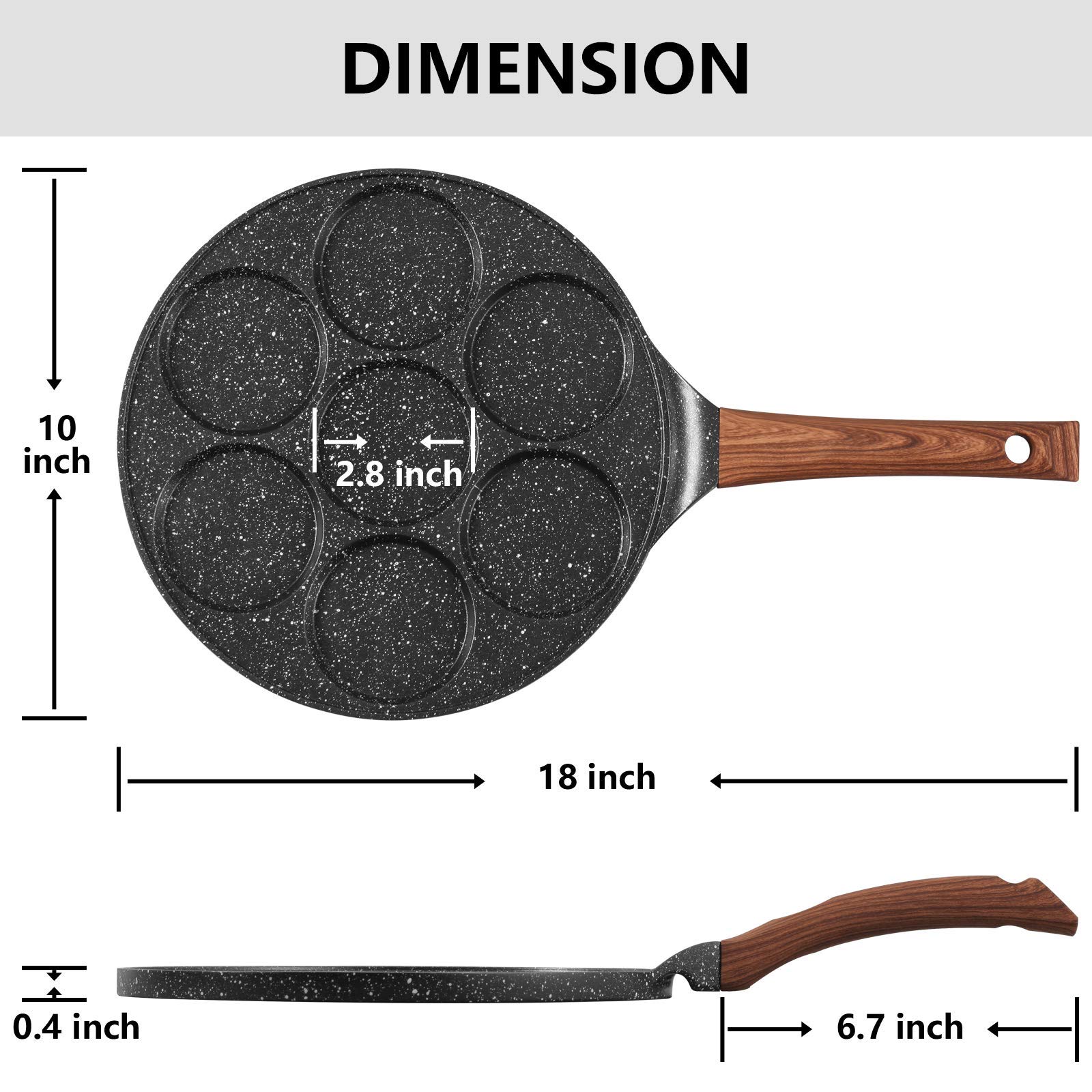 ESLITE LIFE Pancake Pan Nonstick Pancake Griddle 7 Mold Silver Dollar Pancake Maker, Induction