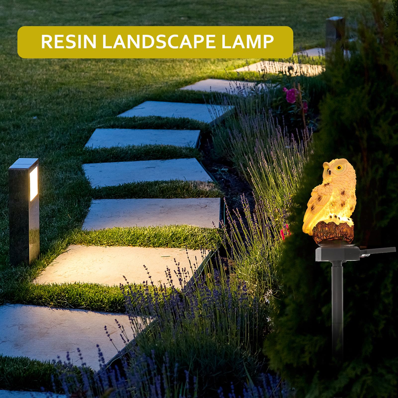 Lampes Solaires Hibou à Piquer pour Jardin, Lot de 2, LED