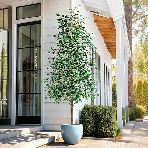 Miniatura 4 de Árboles de Ficus artificiales de 8 pies para interiores, árboles de imitación para interiores, plantas de piso falsas para interiores, árbol Hoja