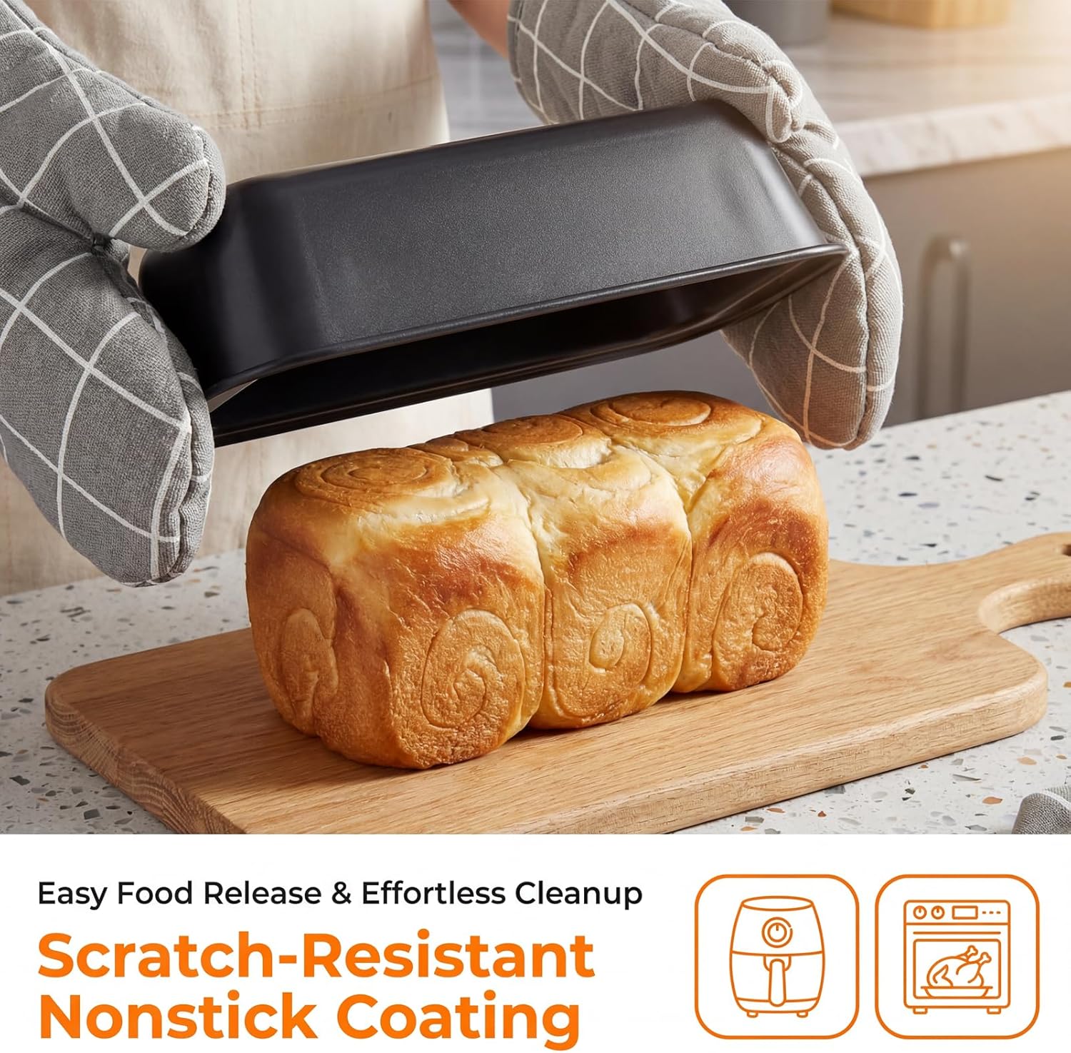 Baking Set, Nonstick Bakeware Sets,6 Pieces Baking Pans Set Including Roasting Pan Cookie Sheet Cake Pan Loaf Pan Muffin Pan, Oven & Dishwasher Safe Carbon Steel