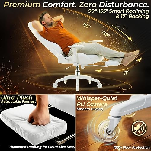 Miniatura 7 de Dowinx Silla de juegos grande y alta con tela de gamuza transpirable, sillas de juego para adultos con asiento grueso de gran tamaño para 440