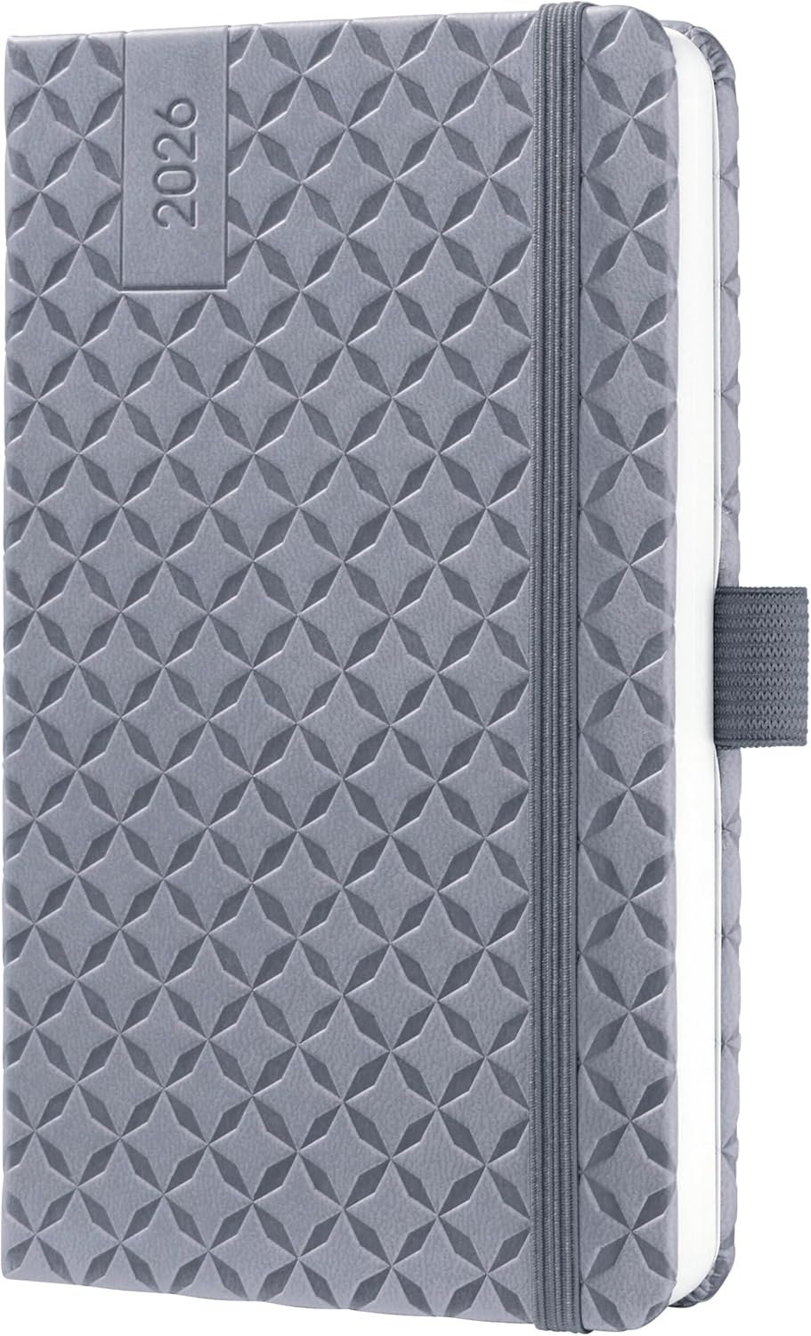 SIGEL J6120 Weekly Planner 2026 A6, Jolie, Light Grey, Hard Cover, Elastic Band, Pen Loop, Slip Pocket, 174 Pages, Vegan, Book Calendar, Diary