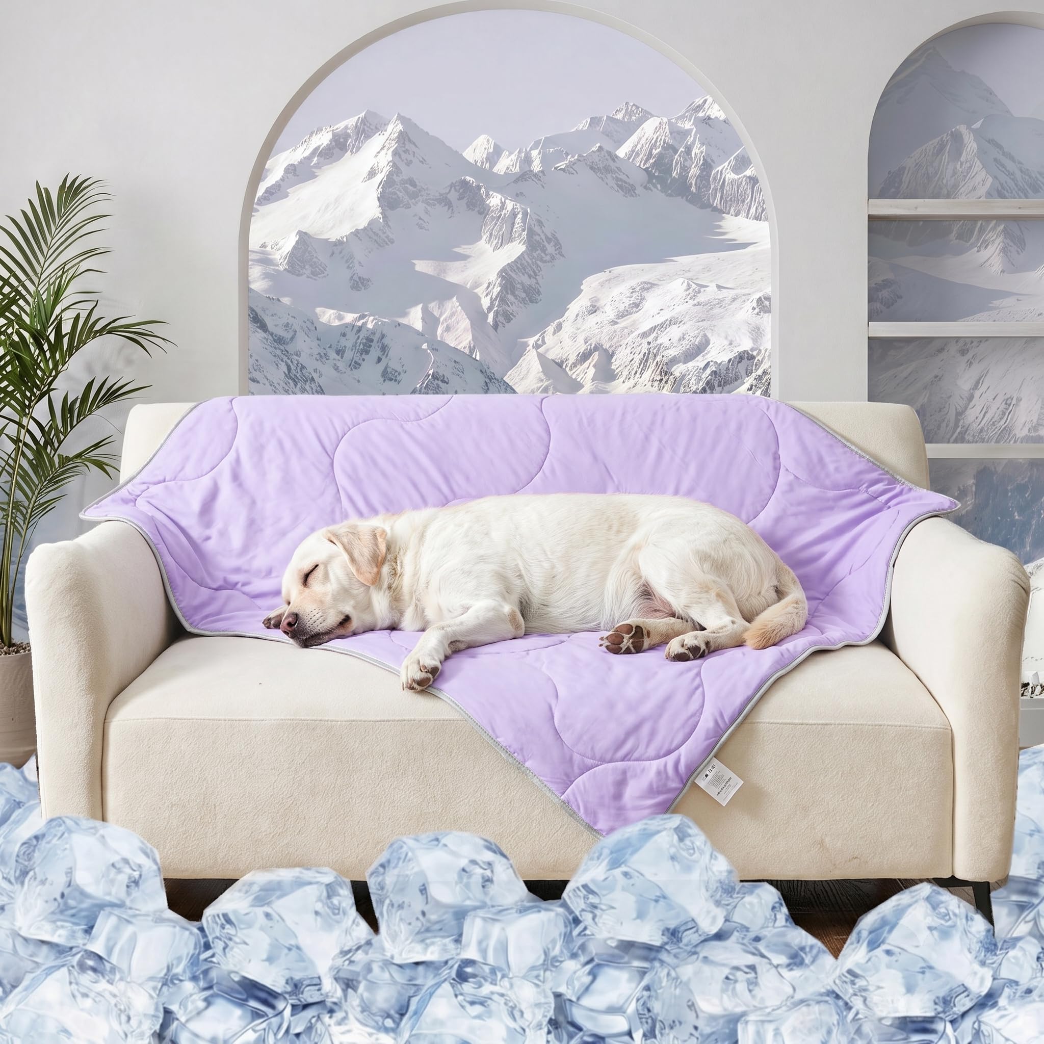 Qieryun Cooling Blanket for Dogs. Dog Cooling Blankets for Large Dogs, Breathable Cooling Fabric, Cold Washable, Cooling Dog Blanket Durable Scratch-Resistant Soft Fabric for All Seasons, Purple