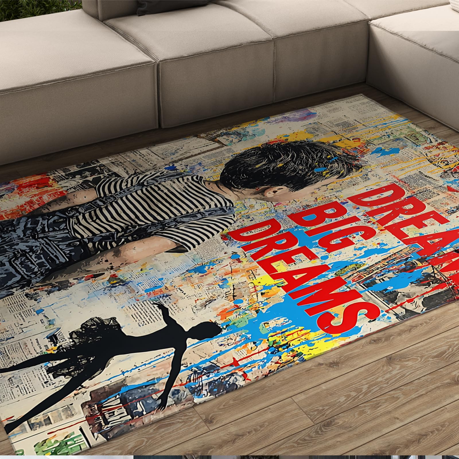 Dywaniki w stylu graffiti do salonu sypialni sztuka uliczna słodcy chłopcy wielkie marzenia miękki prostokątny dywan do klasy biura studia 160 x 230 cm