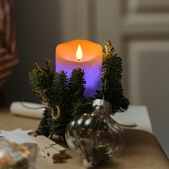 NICEME 6 LED Multi Colored Flameless Candle with Remote Control Timer Realistic Wax Color Changing Candle Battery Operated Flickering Candle