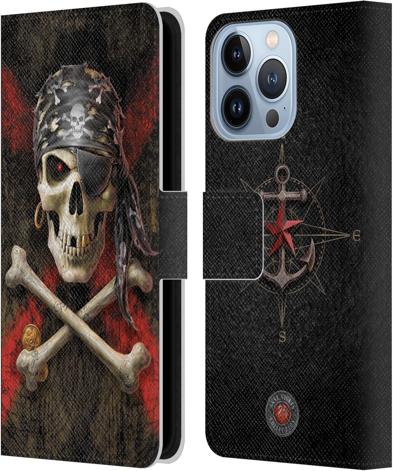 Head Case Designs Officially Licensed Anne Stokes Pirate Skull Leather Wallet Case Compatible with Apple iPhone 7/8 / SE 2020 & 2022