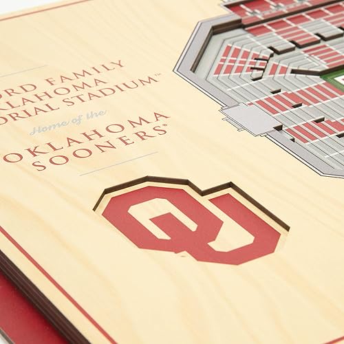 Miniatura 4 de YouTheFan NCAA Oklahoma Sooners - Arte de pared 3D de 5 capas con vista al estadio, Gaylord Family Oklahoma Memorial Stadium, 13.00 x 17.00 pulgadas