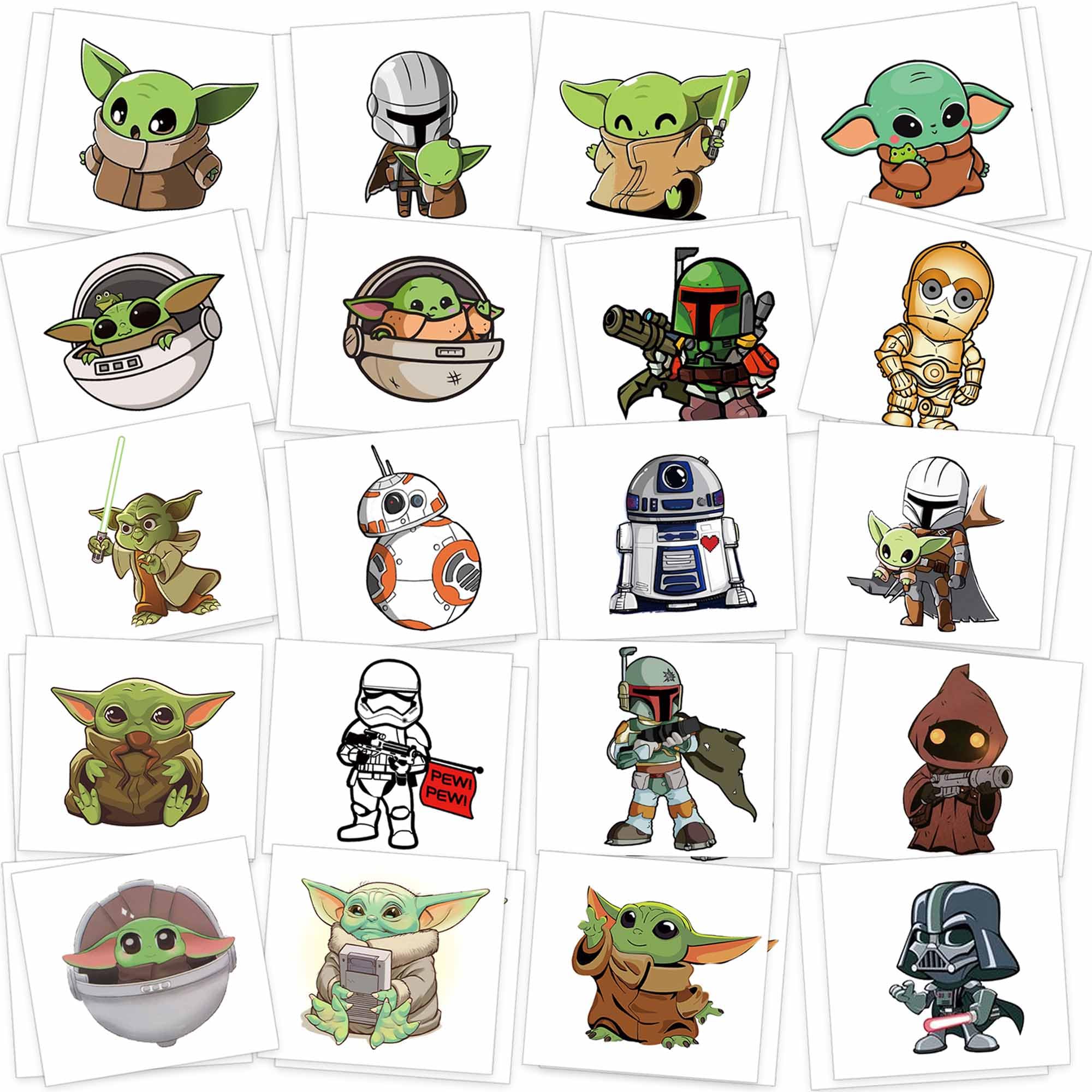 40 Pcs Yoda Tattoos Sticker Party Favors, Temporary Tattoos Removable Tattoo Stickers Gifts For Birthday Party Decorations Table Notebook Water Cup