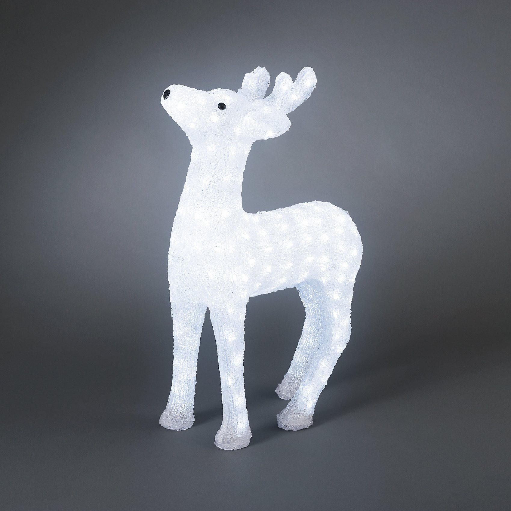 Konstsmide LED Acryl Rentier, groß, 176 kalt weiße Dioden, 24V Außentrafo, transparentes Kabel - 6121-203