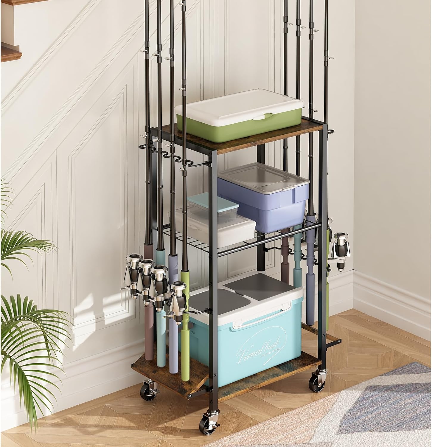 ZHOOGE Fishing Rod Holder Rack for Garage – Holds 8 Rods & Reels