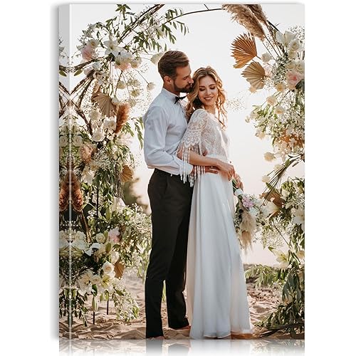 Custom Canvas Prints with Your Photos - Personalized Pictures Print, Customized Photo Gifts, Wall Art Poster Canvas Printing for Wedding, Family, Baby, Pets, Home Office Decor, Wrapped Frame