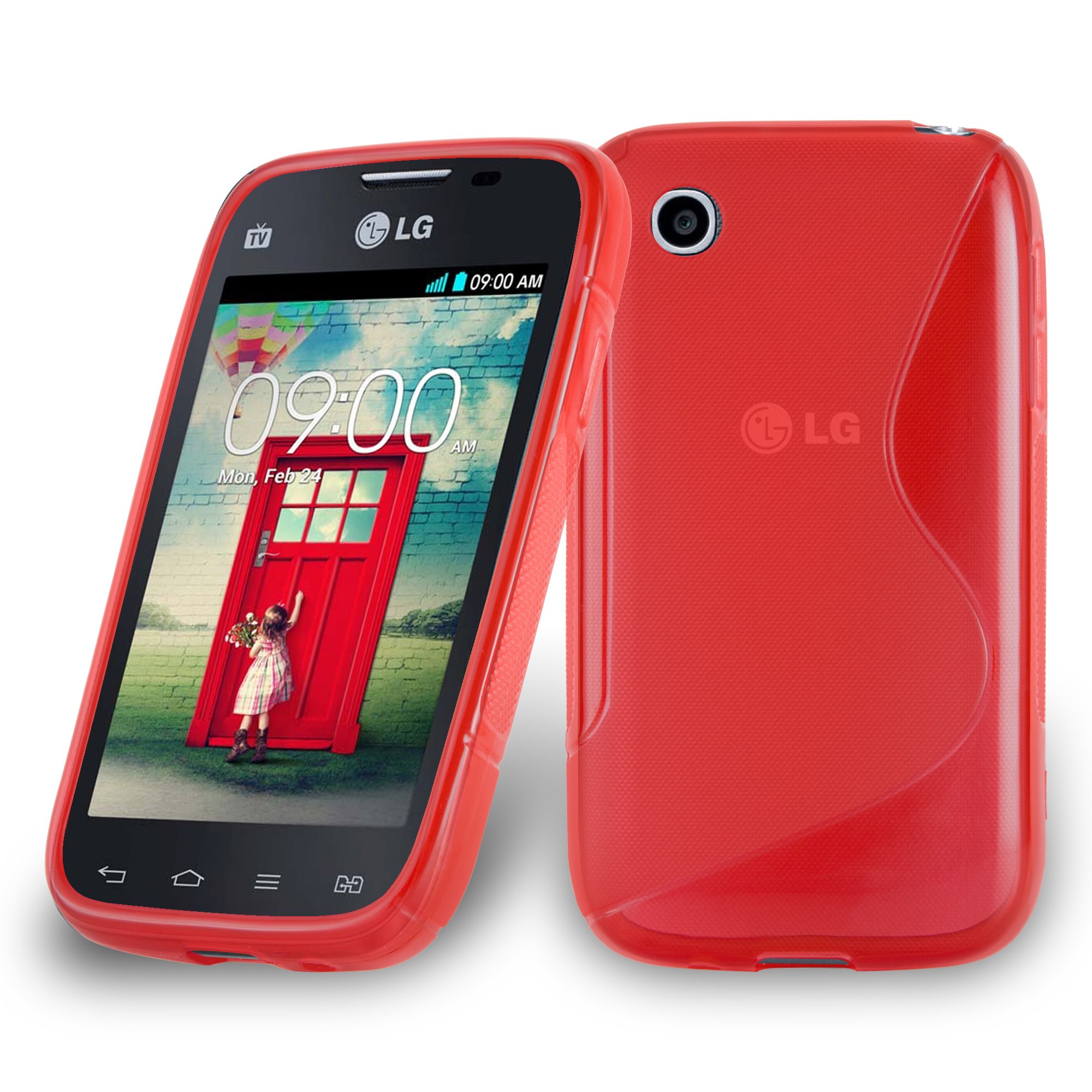 Cadorabo Custodia Per LG L40 - Cover Morbida In Silicone TPU Rosso Cremisi - Sottile E Antiurto Con Bordo Protettivo