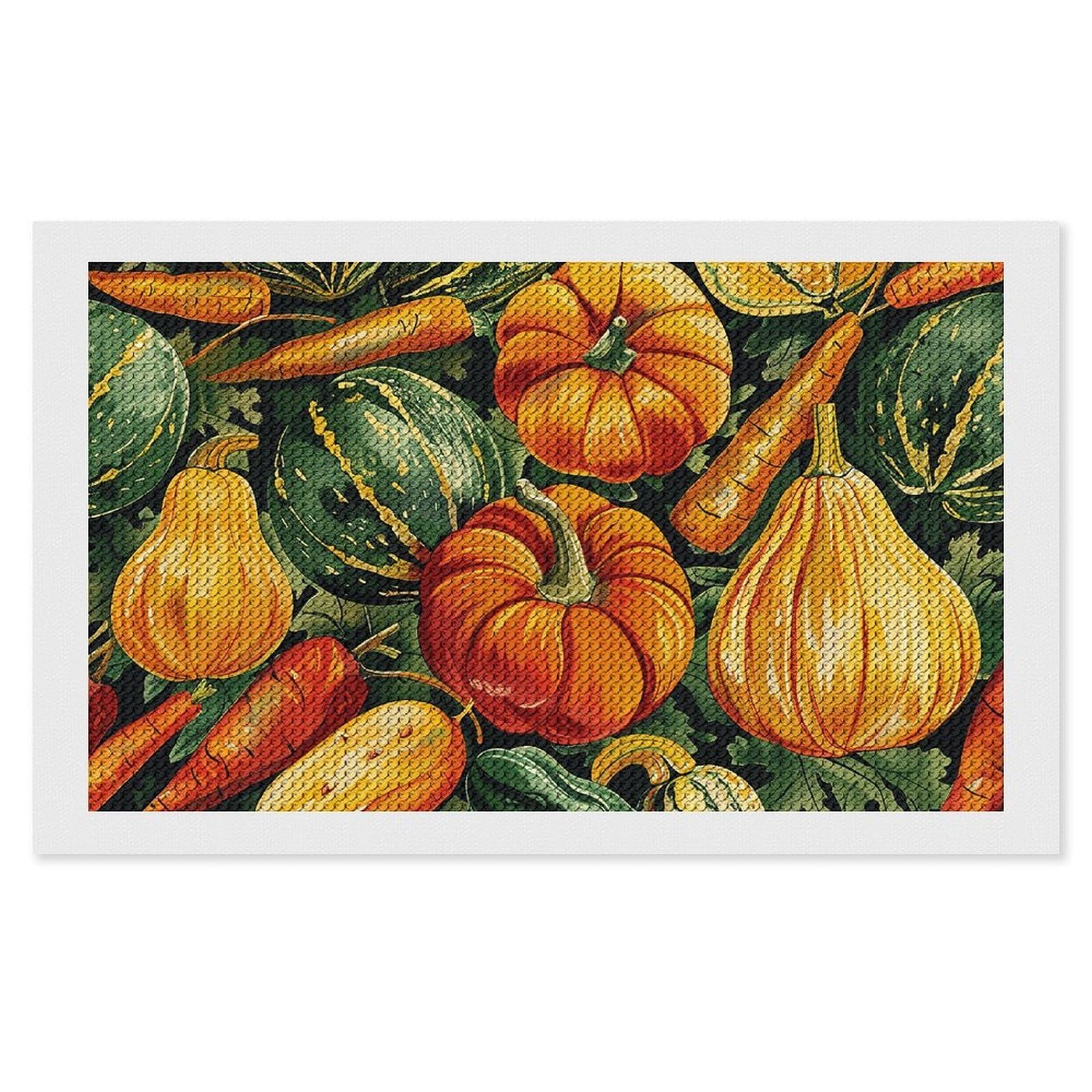 NONHAI Diamond Painting Kits for Adults - DIY Diamond Art Kits for Beginners - Full 5D Paint Drill Diamond Dots Paintings- Pumpkin and Carrot Diamonds Pictures Gem Art and Craft Wall Decor 12"x20"