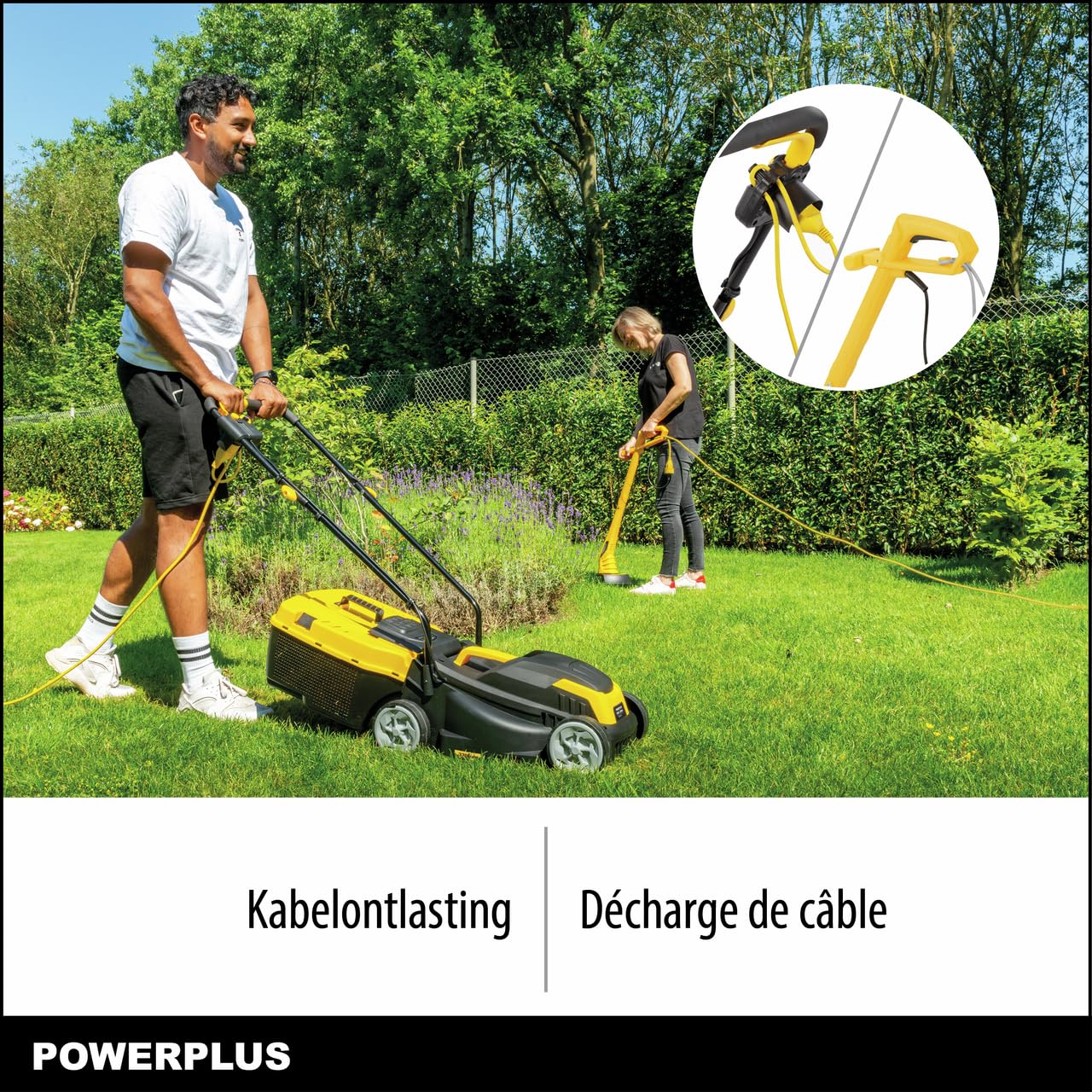 Powerplus Cortacésped Eléctrico y Recortabordes POWXG62205T – Cortacésped de 1300W con Ø320 mm y Recortabordes de 250W con Ø220 mm, Herramienta de Jardín