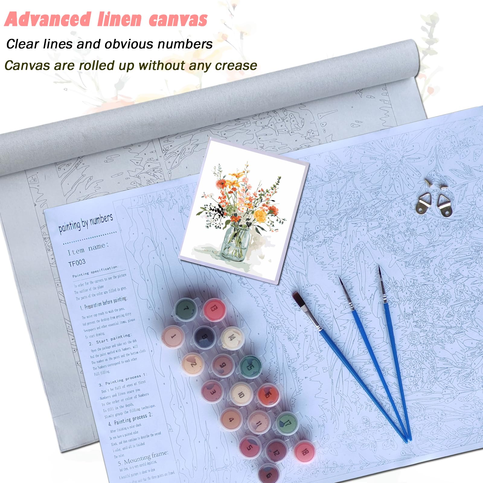 TARATH Pintura Por Números Para Adultos – Lienzo De 40x50 Cm Con Pigmentos Acrílicos, Pinceles Y Ganchos, Ideal Para Principiantes Y Decoración Del Hogar