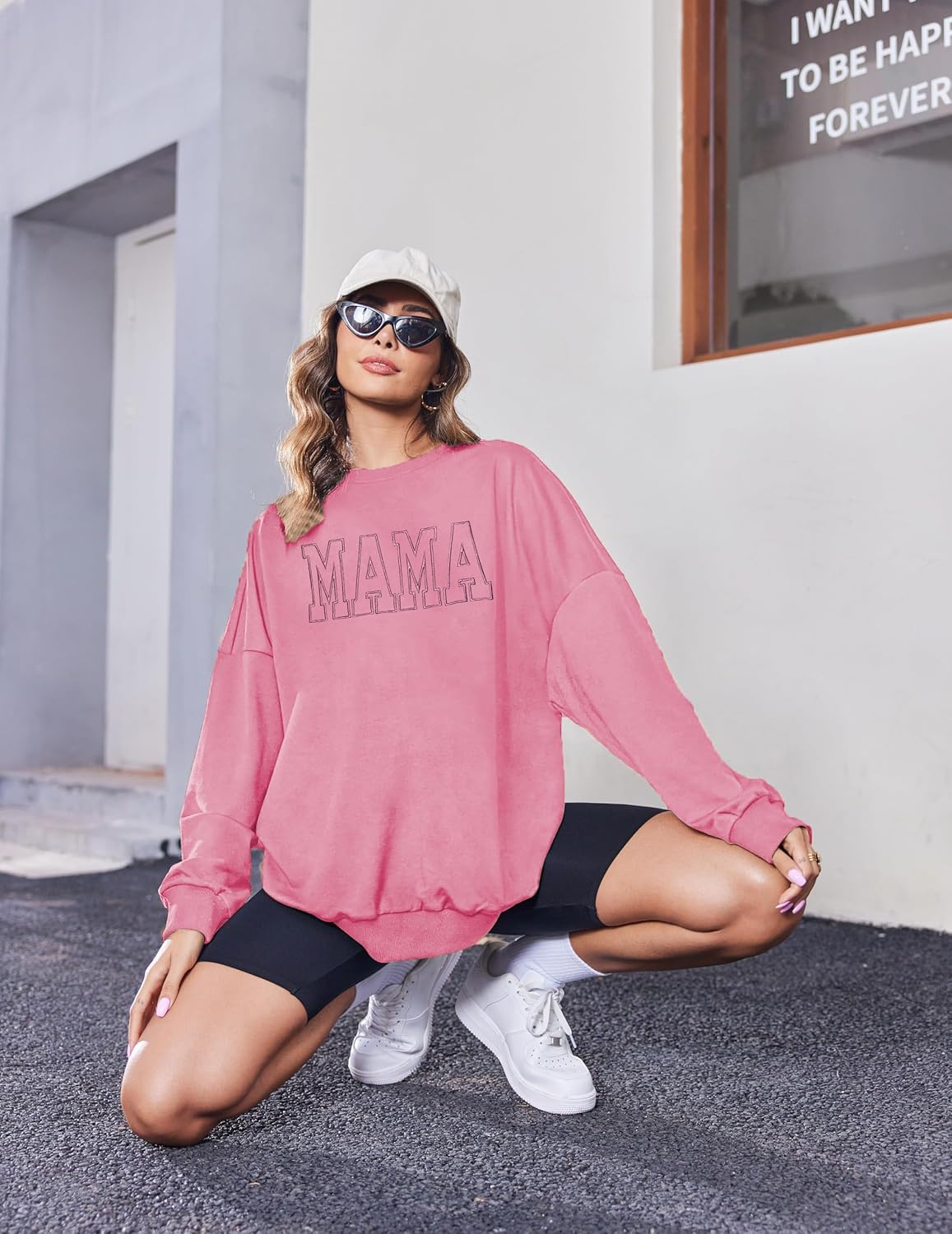 Mama Sweatshirt Women Crewneck Sweatshirt Mama Embroidered Shirts Mom Gift Long Sleeve Pullover Tops - Image 2