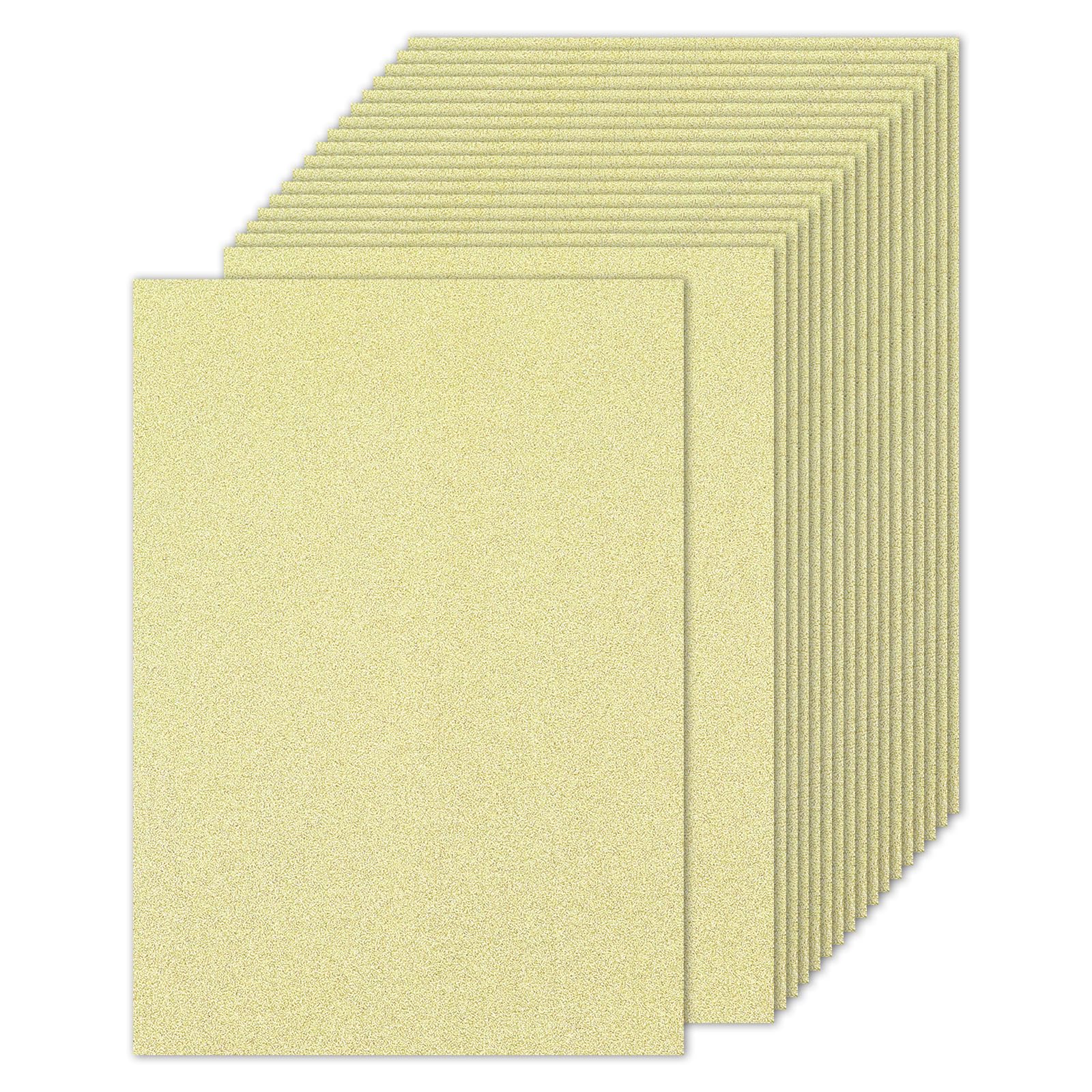 PATIKIL 20 Sheets Light Gold Glitter Cardstock 8.5 x 11 in