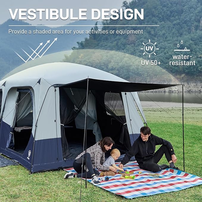 EVER ADVANCED Carpa Camping 10 Personas Blackout Anti Luz miniatura 4