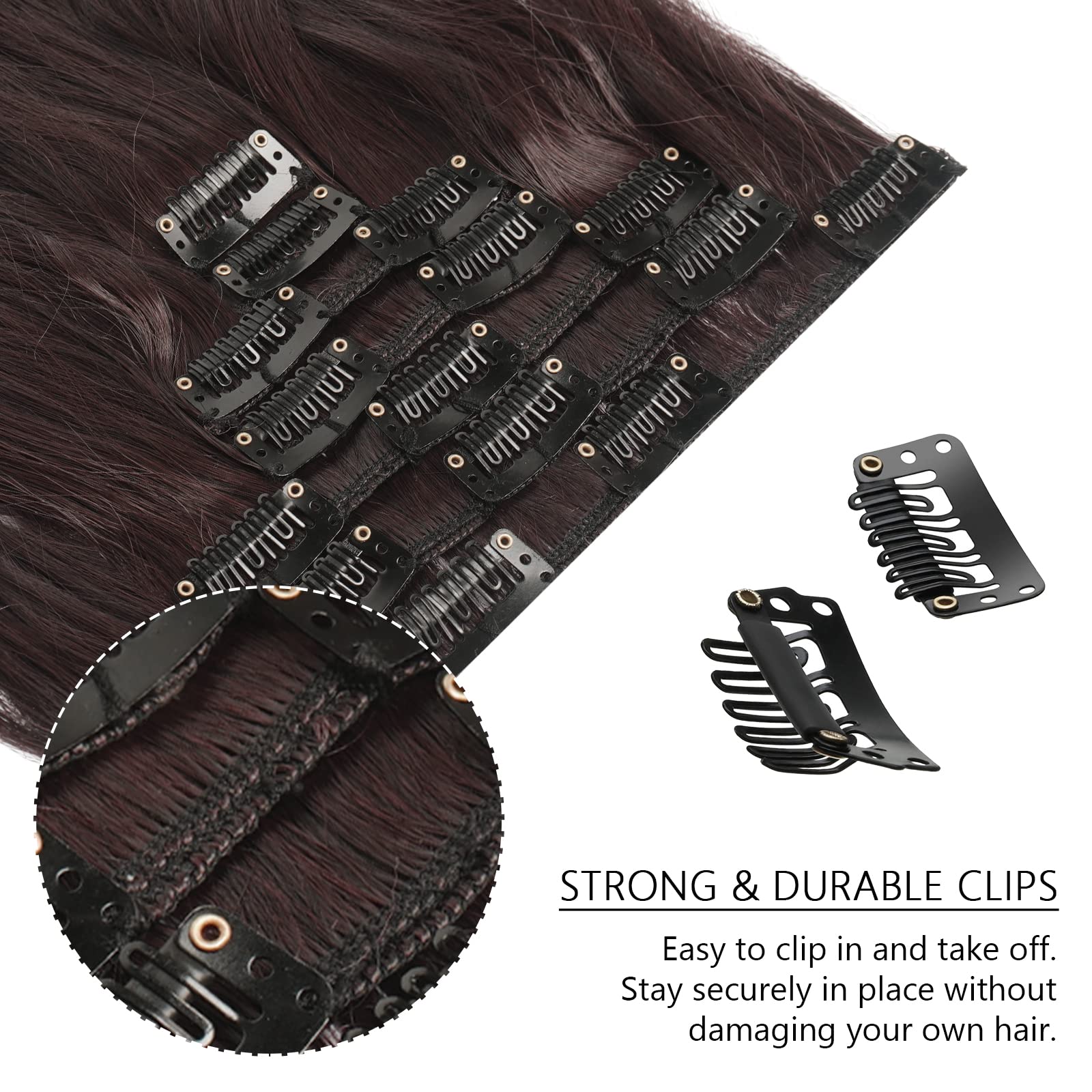 FESHFEN Clip in Hair Extensions 7 PCS Full Head 20 inch Curly Wave Synthetic Clip Hair Piece Wavy Hairpiece for Women Girls 1