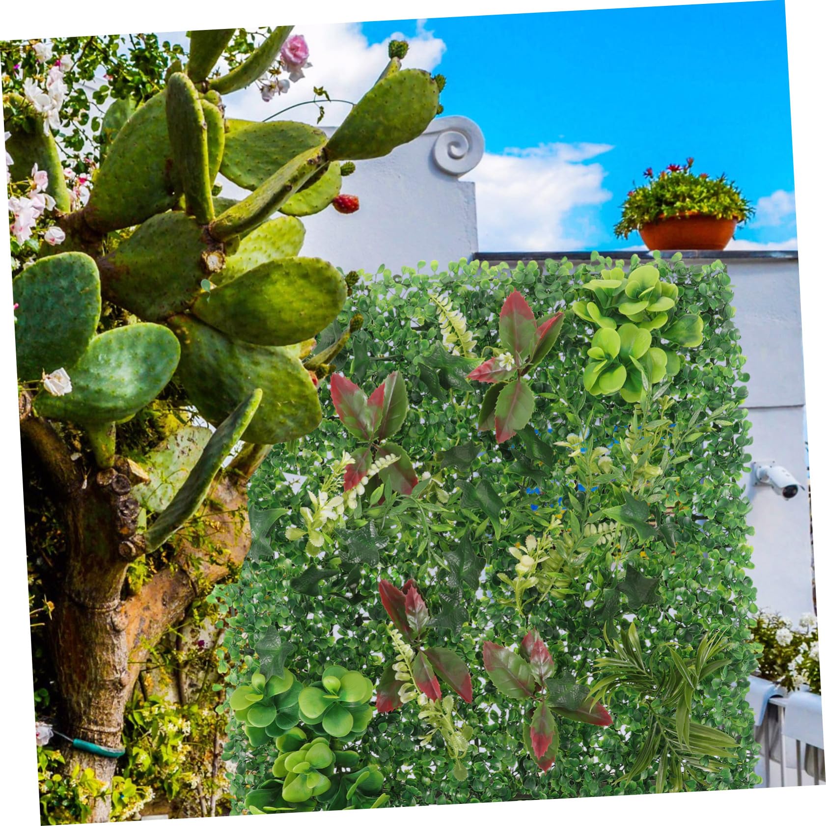 SUPVOX Mur Végétal Artificiel Vert en Ldpe Installation Facile et Résistance UV pour Décoration Balcon et Terrasse, Fond Végétal Solide et Esthétique