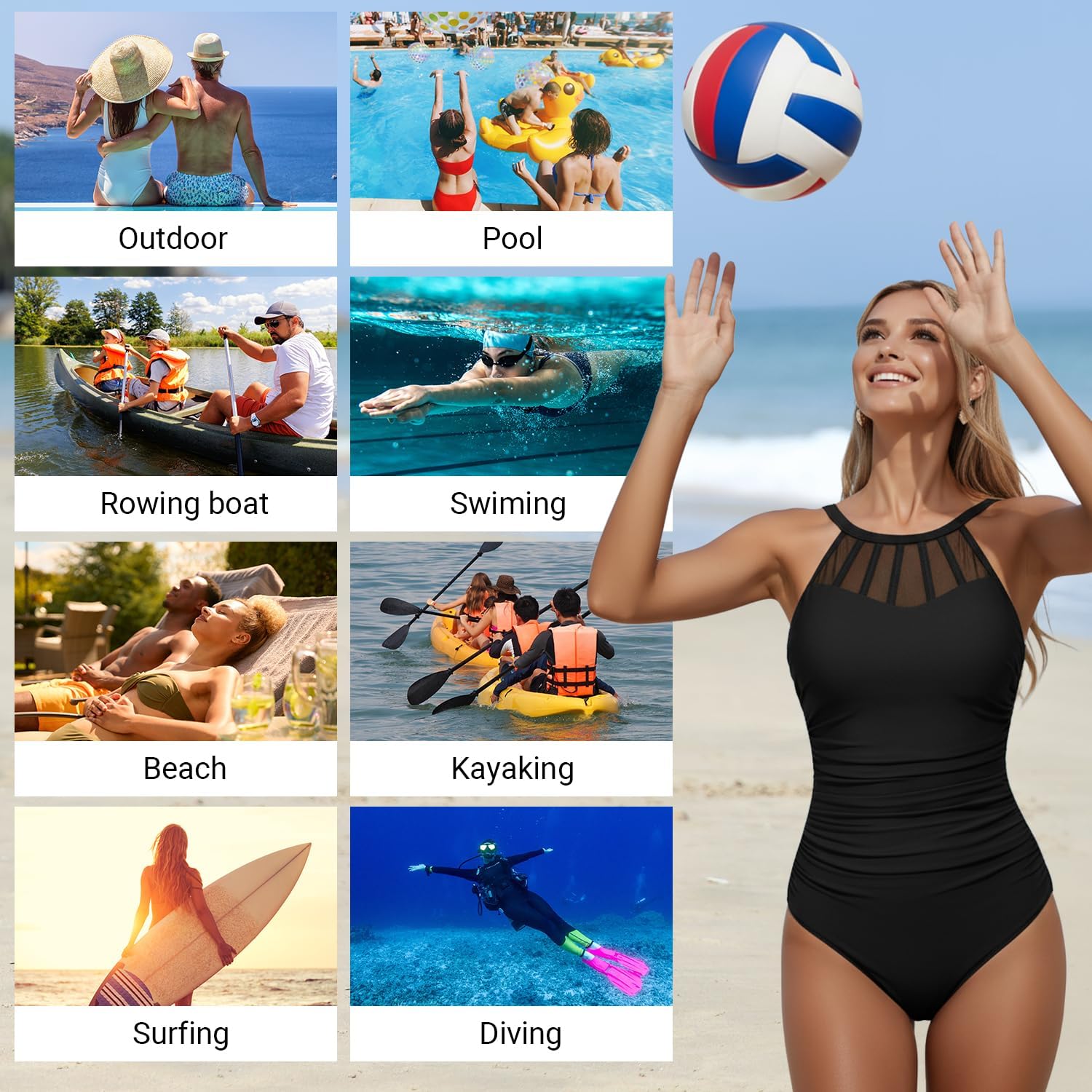 Holipick Women Tummy Control One Piece Swimsuit Modest Bathing Suit Full Coverage High Neck Swimwear - Image 5