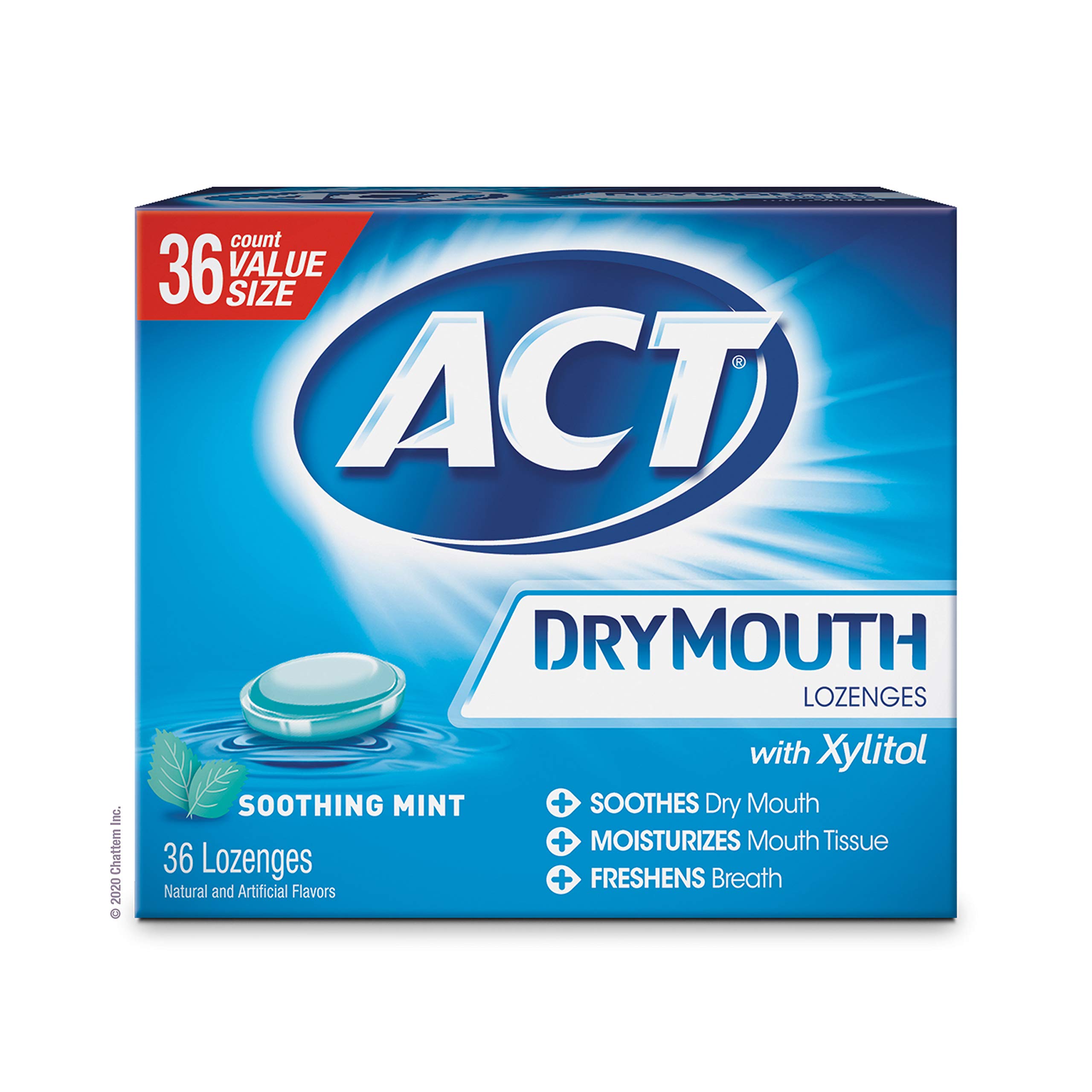 ACT Dry Mouth Lozenges Soothing Mint 36 Count Soothing Mint Flavored