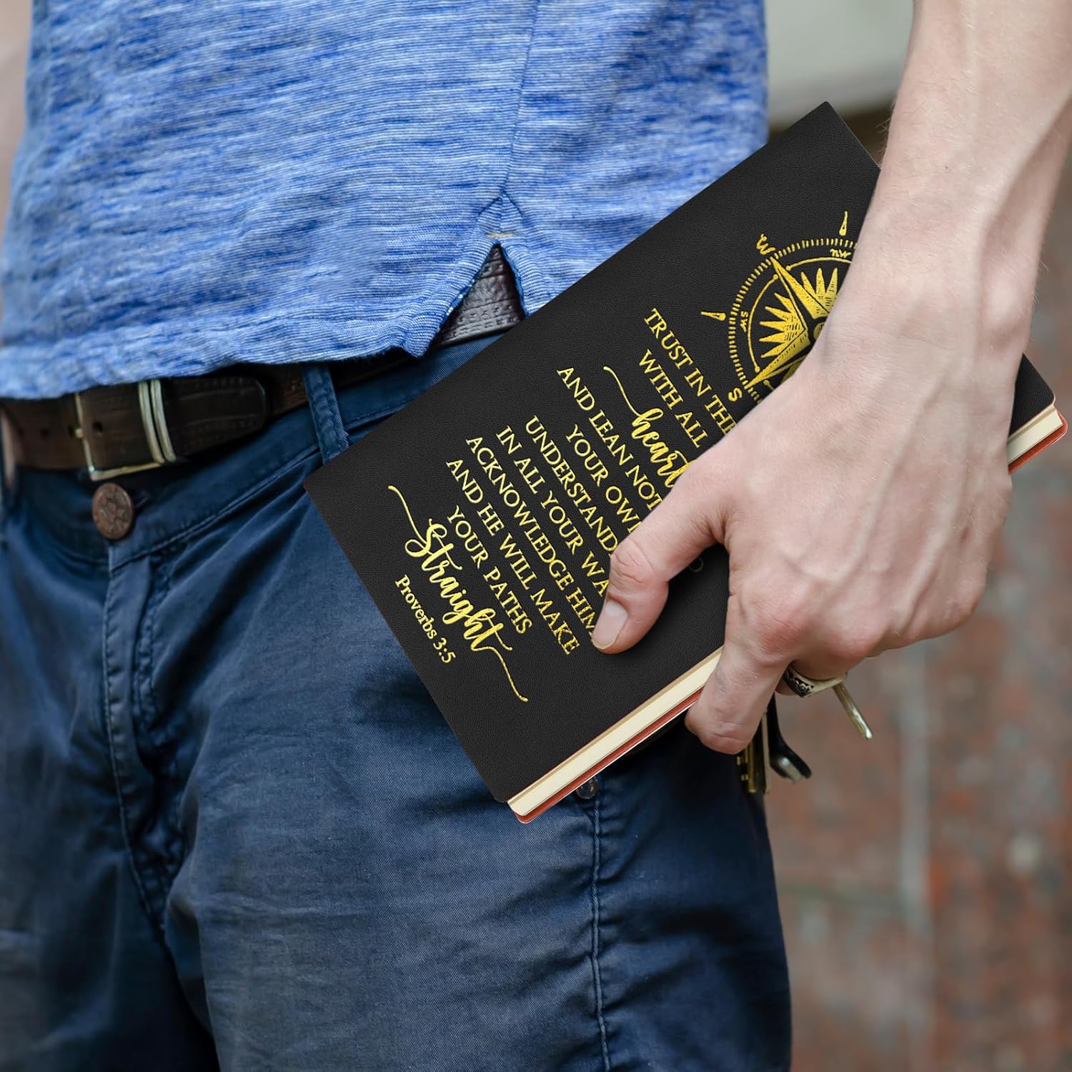 4 Pcs Easter Christian Gifts Bulk for Men First Communion Gift Christian Journal Bible Pen Religious Engraved Compass Baptism Gift for Men Dad Church - Image 7