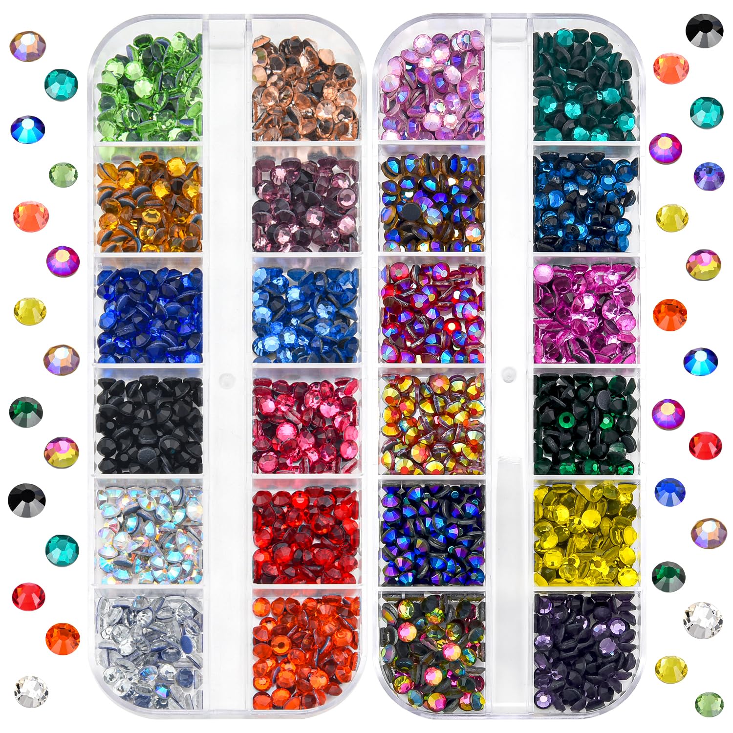 BLINGINBOX bedazzler kit Rhinestones 0.15inches SS16(3.8-4mm) 24 Colorful Nail Art Rhinestones Flatback Crystal gems 2 Boxes for colthes Wallet Camera Phone Doll Toy Decoration