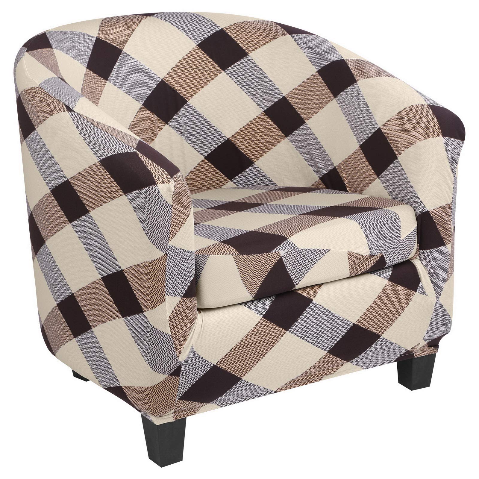 wenyujh2 Pieces Tub Chair Covers with Cushion Cover,Armchair Protector Slipcover, Pattern Tub Chair Slipcovers,Stretch Stylish Furniture Tub Chair Slipcover Universal Tub Chair Covers for Armchair