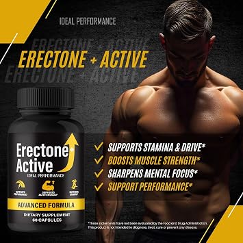 Erectone+ Active Capsules, Official Erectone Plus Active Supplement Pills for Men - Maximum Strength Performance, All Natural Support Overall Health & Wellness, Erectone+Active Reviews (60 Capsules)