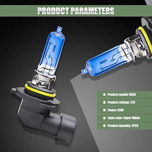 Miniatura 2 de 2 bombillas halógenas para automóvil, 9005 12 V 65 W, súper brillante, resistente a altas temperaturas, a prueba de golpes, haz alto y bajo,