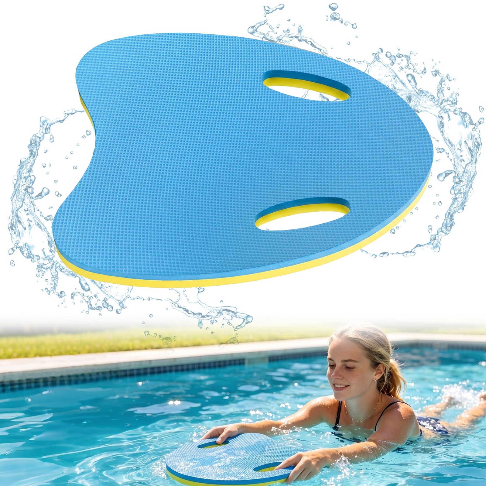 1 Unidad Tabla de Natación Kickboard, Espuma EVA para Niños y Adultos, Entrenamiento Natación Aquafitness, Forma en A con Asas 40 x 32 cm