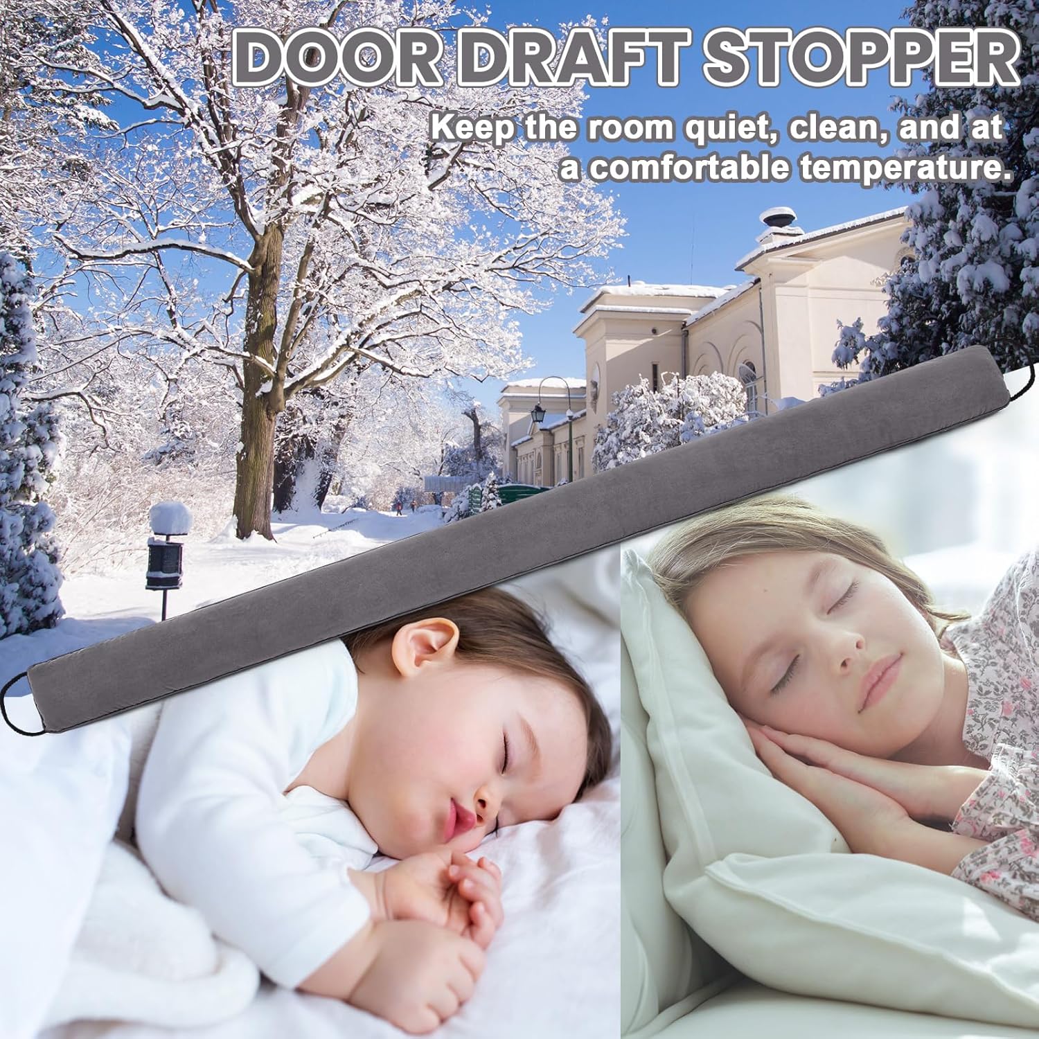 Gisafai 2 Pcs 60 Inch Long Door Draft Stopper Under Door Draft Blocker Noise Wind Stopper for Home Balcony Office(Grey, Regular Styles)