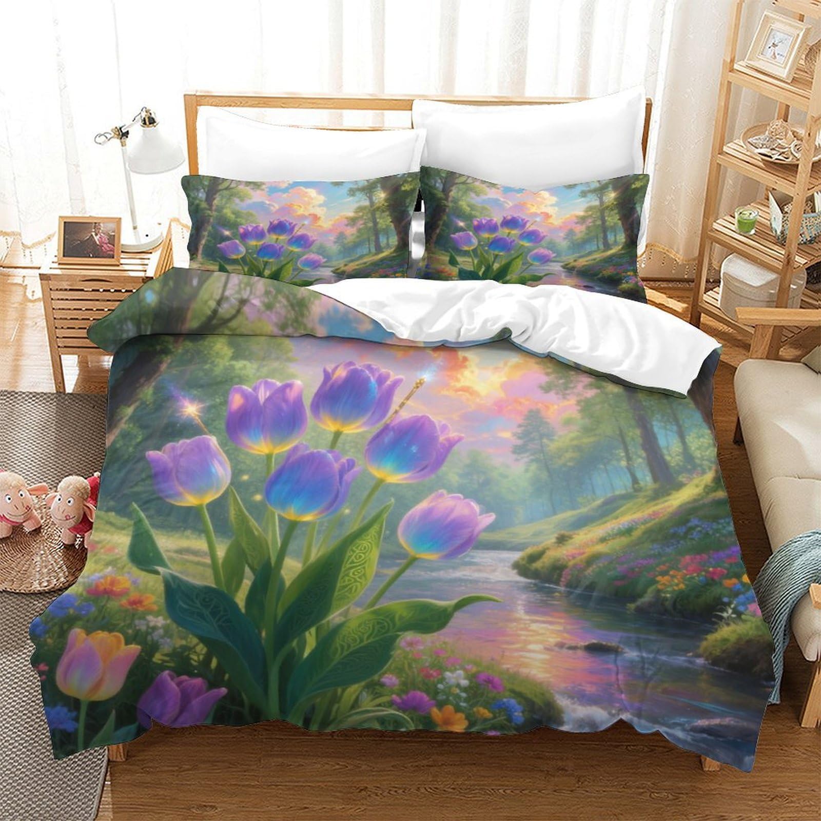Housse de couette imprimée tulipe 3D pour transformer la chambre des adolescents