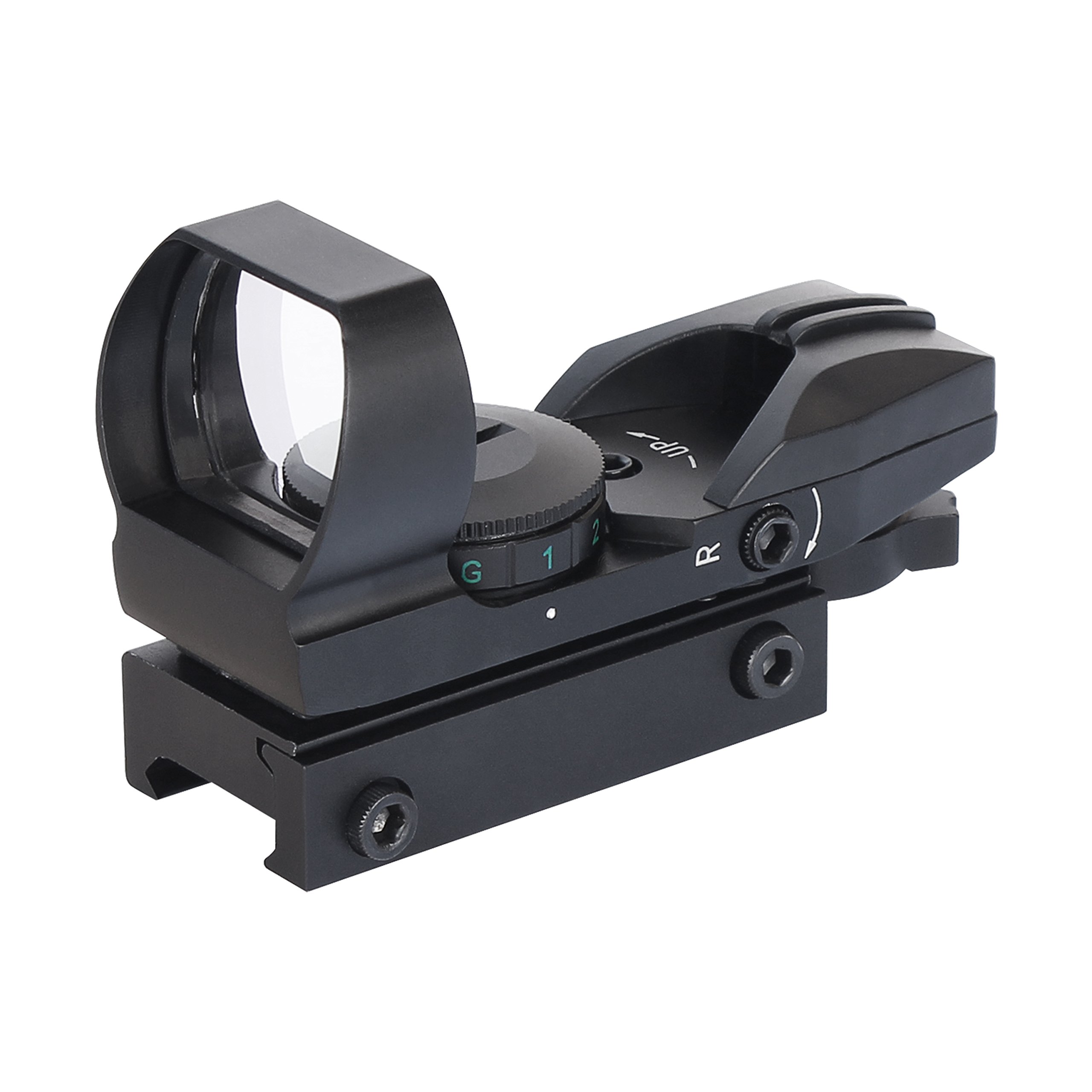 Red Dot Sight Red and Green 4 Reticle 5 Brightness Settings Air Rifle Scope with 20mm/22mm Picatinny Rail Mount Multi-coated Lens Cover For Hunting Airsoft Shooting