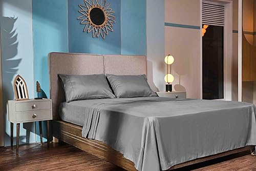 Miniatura 8 de Glarea Sábanas planas de microfibra a granel (gris, paquete de 6, Queen)