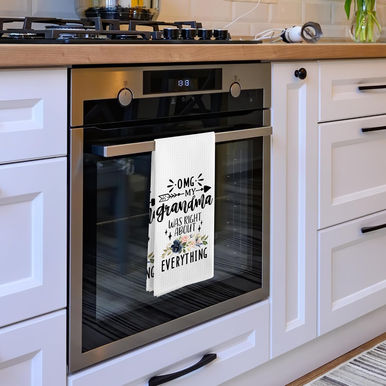 Grandma Kitchen Towels, Best Grandma Gifts for Mother's Day Birthday Dish Tea Towels for Kitchen, Grandmother Gifts from Grandkids Decorative Hand Towels for Bathroom, 16x24 Inches - Image 5