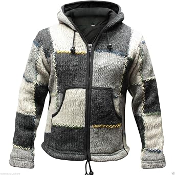 Shopoholic Fashion Mens Wool Fleece Patchwork Hippie Jacket