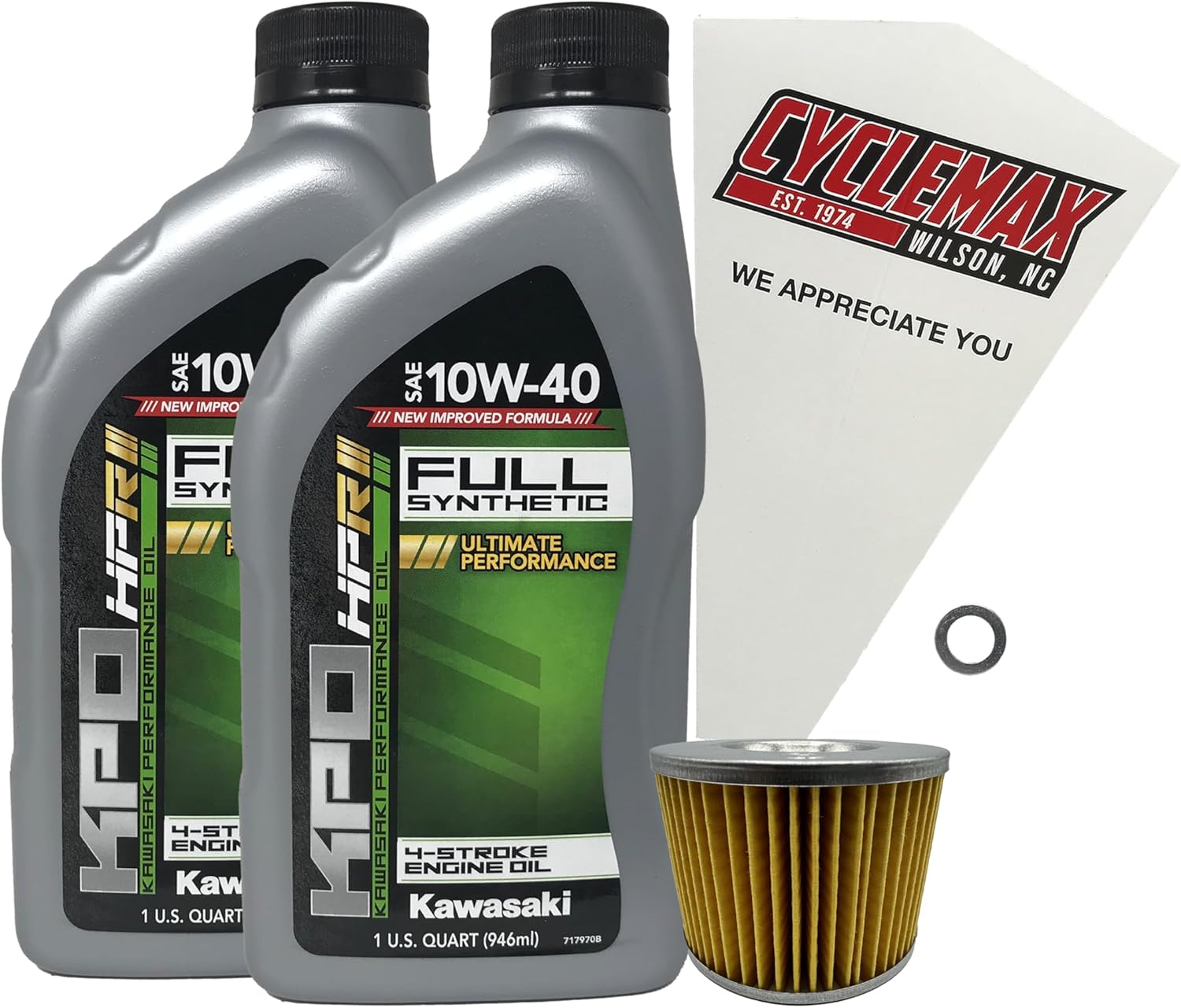CYCLEMAX Full-Synthetic KPO Oil Change Kit Compatible with 2008-2012 Kawasaki NINJA 250