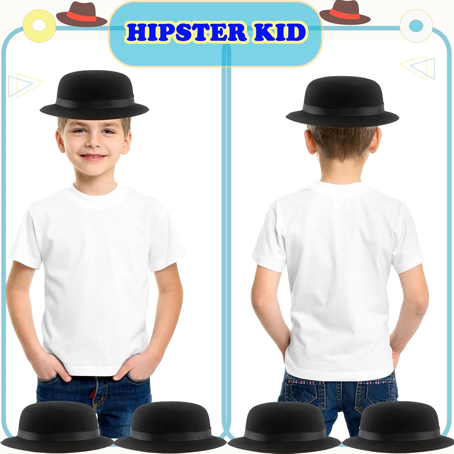 20 Pack Plastic Derby Bowler Hats Bulk Black Bowler Hat Deluxe Costume Hat for Adult Kids Dress up Costumes Party - Image 6